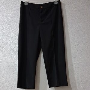 Black Cropped Wide Leg Ladies Trousers,  Ladies Size Large,